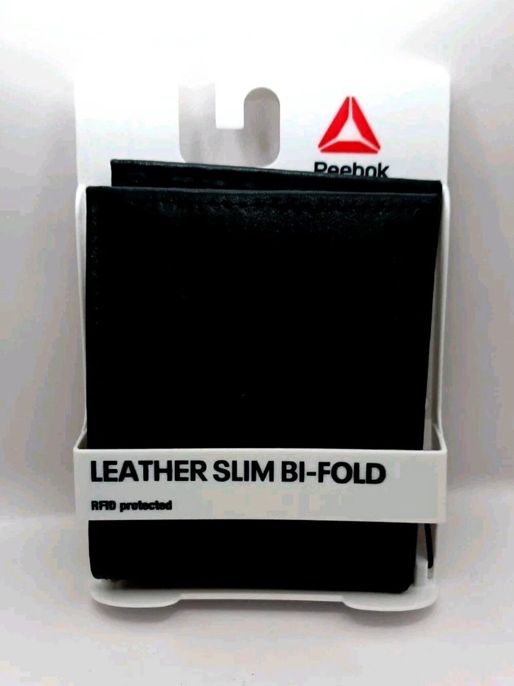 Reebok Slim Black Leather Bifold Wallet RFID Protection New with Tags